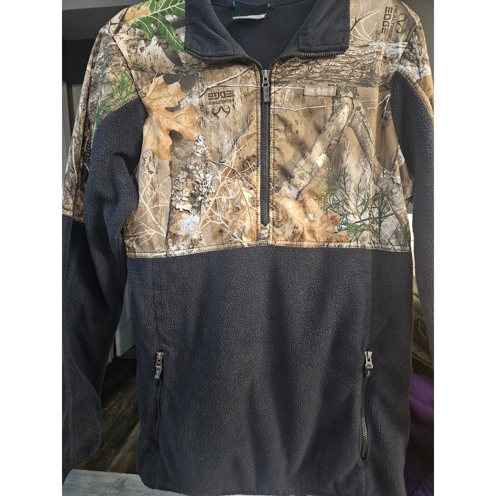 Columbia Fleece Jacket Realtree Camo Kids XL Quarter Zip Pullover